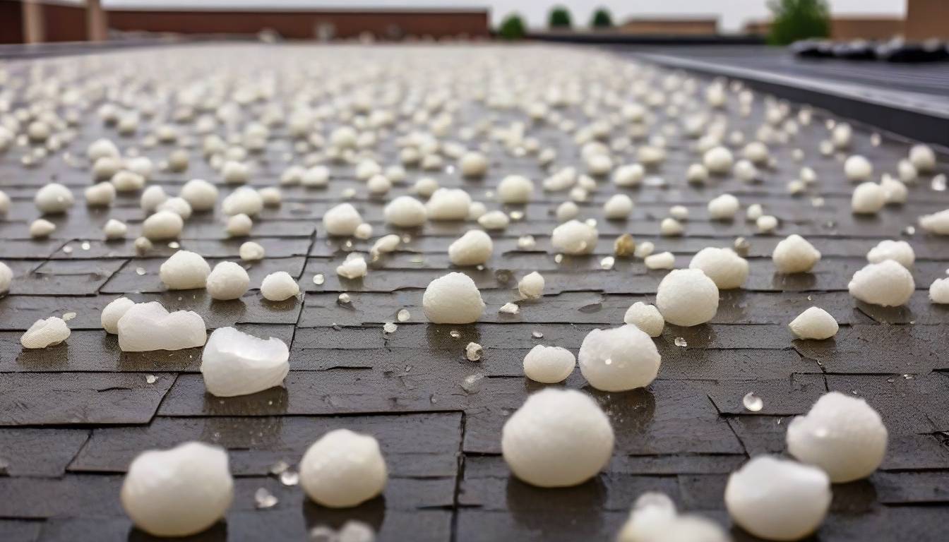 hail on a flat roof